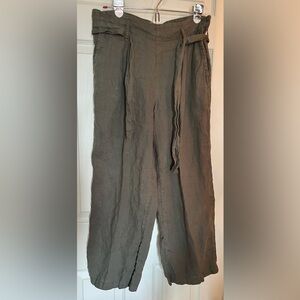 Nicole Miller Olive Green Wide-Leg Pants